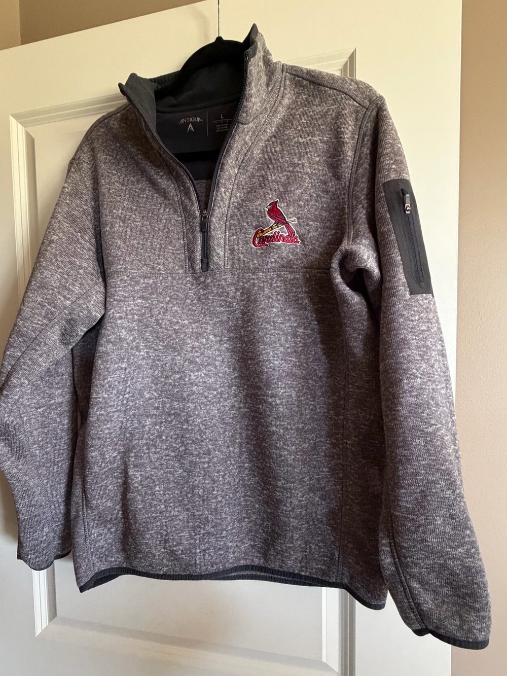 Antigua St. Louis Cardinals Gray Quarter-Zip Pullover